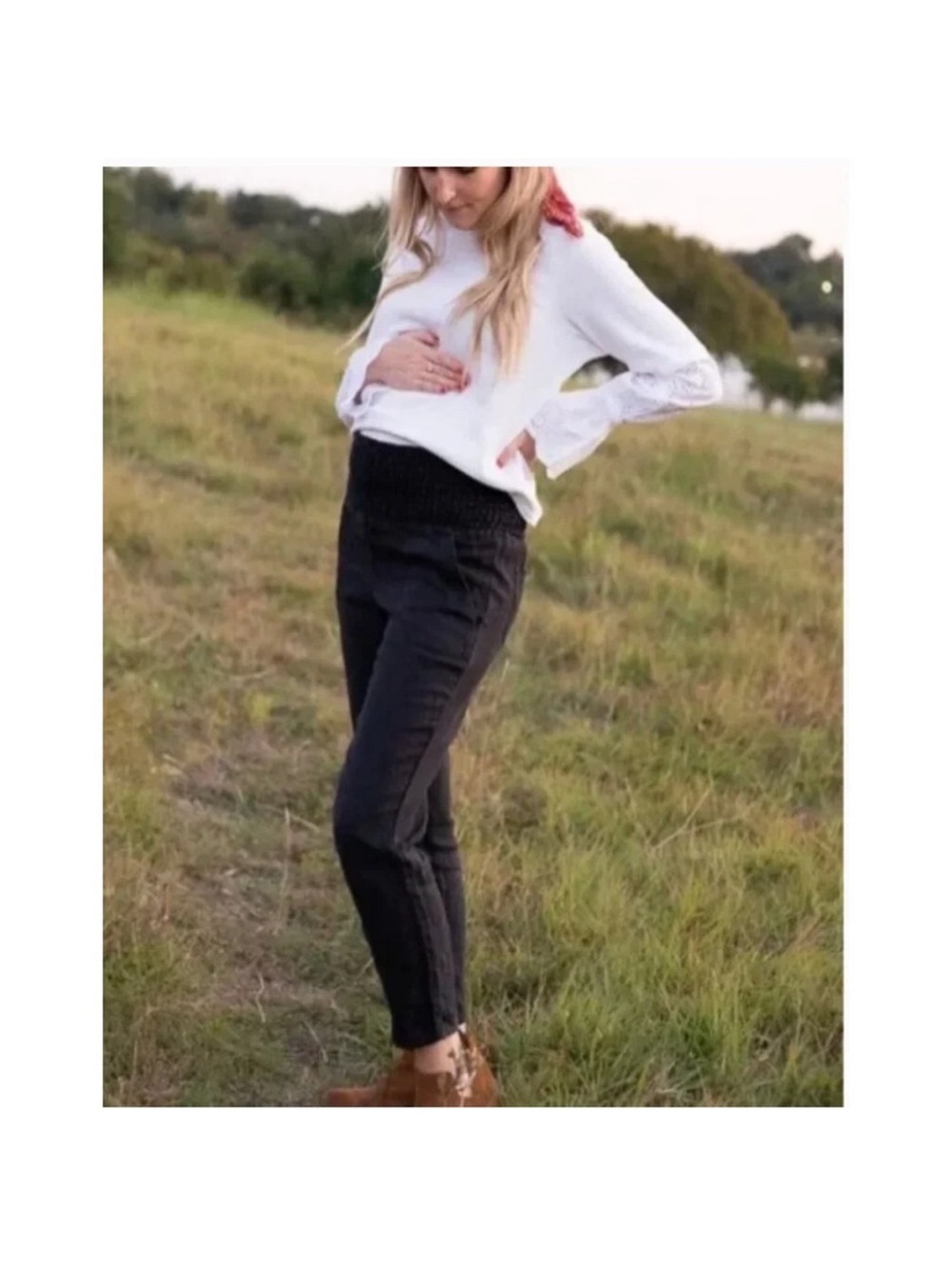 Emme Transitional Smocked Linen Maternity Pant